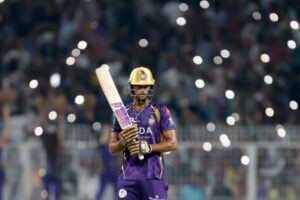 Angkrish Raghuvanshi of KKR bats against SRH in IPL 2026