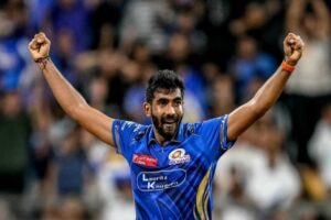 Jasprit Bumrah celebares a wicket