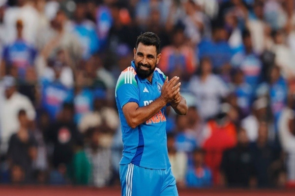 Mohammed Shami celebrates a wicket for India