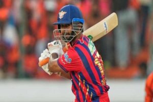 Nicholas Pooran plays a shot