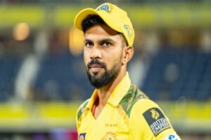Ruturaj Gaikwad of CSK looks on