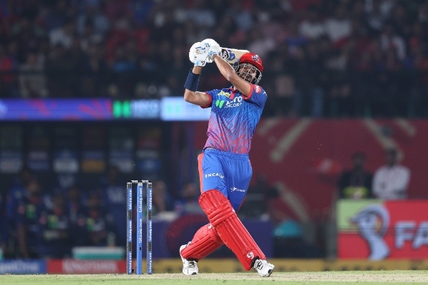 Axar Patel plays a shot