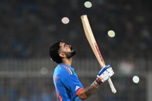 Virat Kohli celebrates century