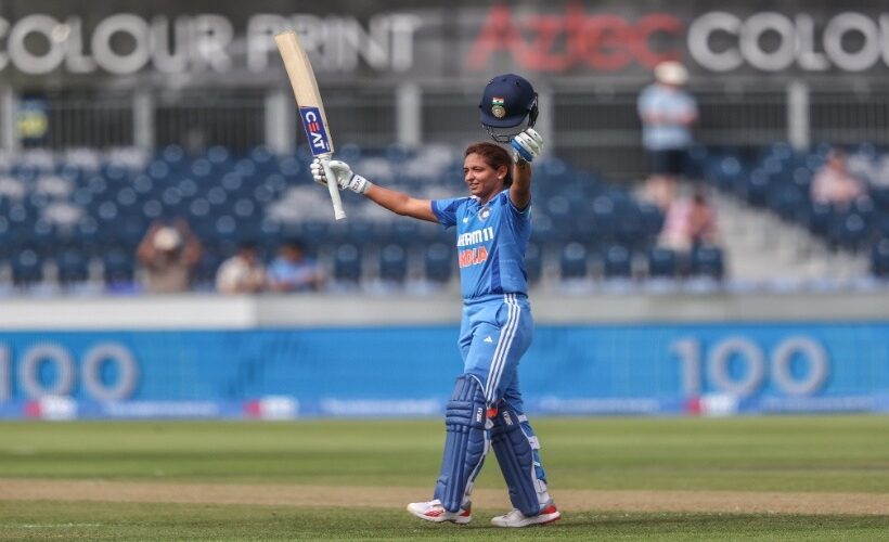Harmanpreet Kaur celebrates a century