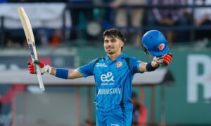 Rahmanullah Gurbaz celebrates a century