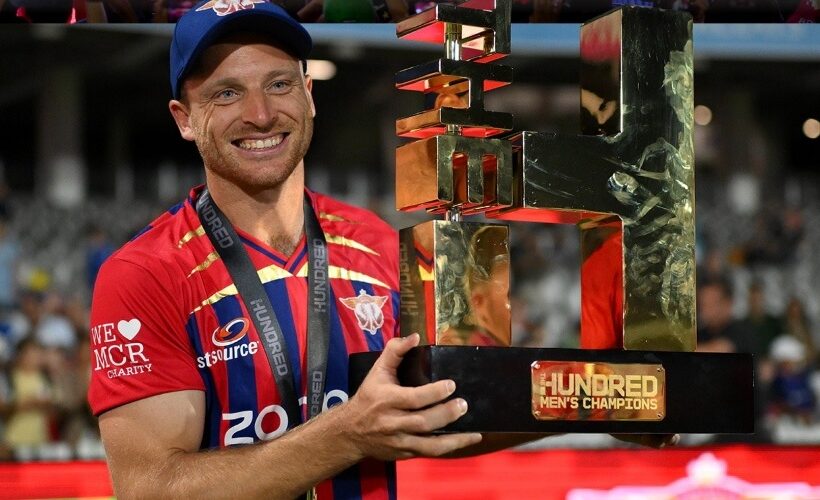 Jos Buttler with The Hundred trophy